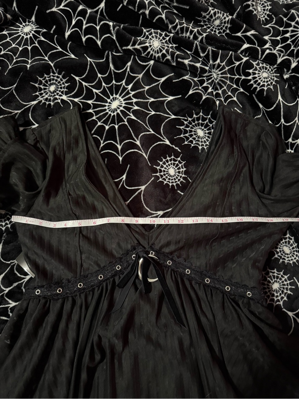 Black Mini Dress with Eyelet Details - Picture 9 of 9